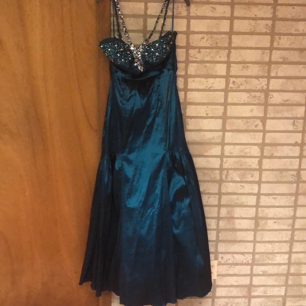 Beautiful Deep Teal Beaded Prom Dress
